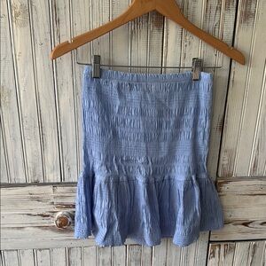 Rinascimento Blue Bubble Mini Skirt with Smocked Ruffles